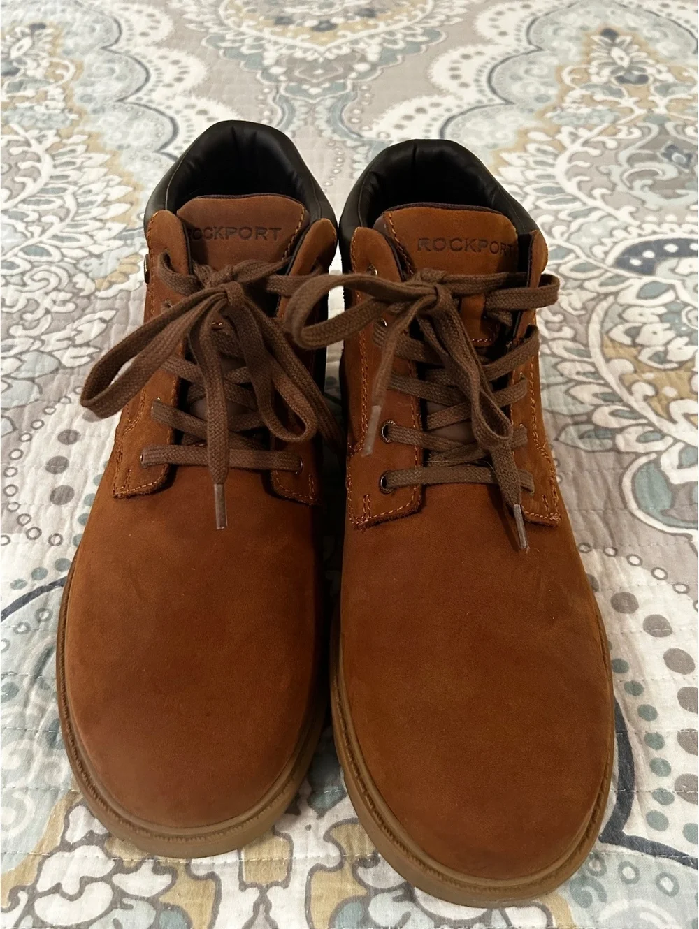 Rockport Men's Brown Leather Lace-Up Boots Size 10